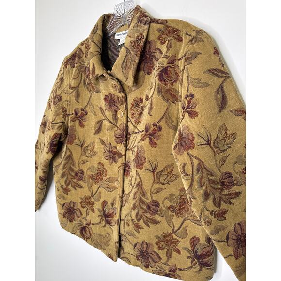 Vintage Robyne Faure Floral Tapestry Jacket 90s Boho fall brown Medium - Picture 9 of 14